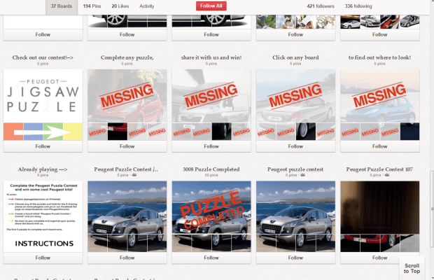 Peugeot Panama Pinterest Puzzle Marketing Campaign