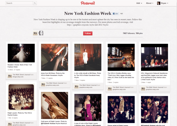 Wall Street Journal Pinterest New York Fashion Week