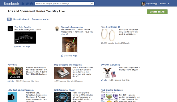 Bryan Nagy Facebook AdBoard advertising Sponsored stories