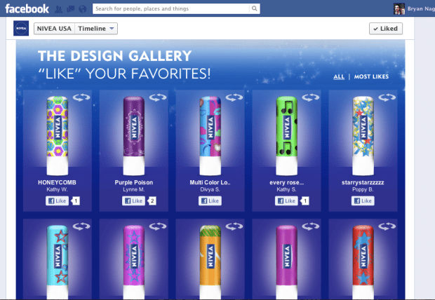 NIVEA app Bryan Nagy likes Facebook