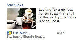 Starbucks used Facebook ads to promote its app.