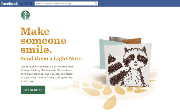 Starbuck's Facebook app provided coupons and e-cards.