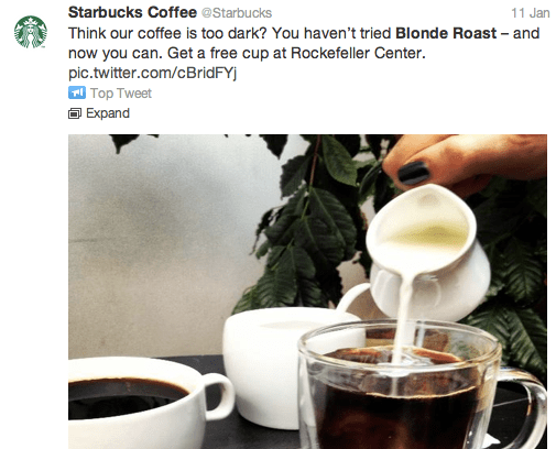 Starbucks targeted its tweets.