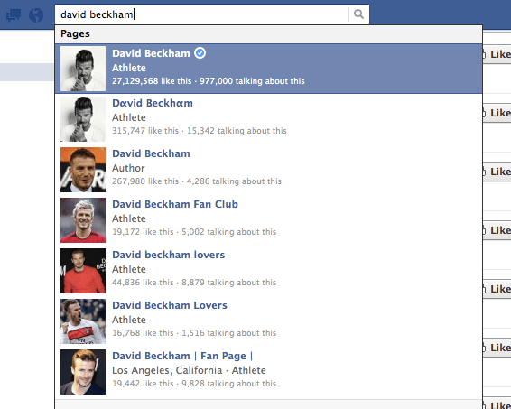 Who is the right David Beckham? Facebook Verified Accounts will help users easily see the answer.