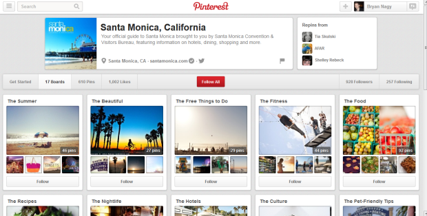 The Santa Monica Pinterest page