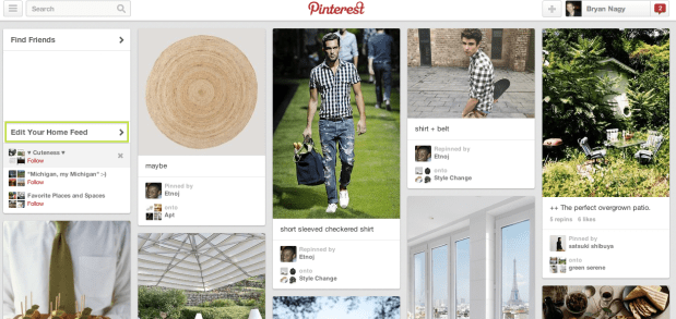 Pinterest now offers users the option to easily edit what appears in their home feed - Bryan Nagy