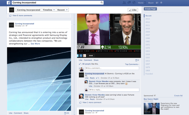 Corning on Facebook Bryan Nagy